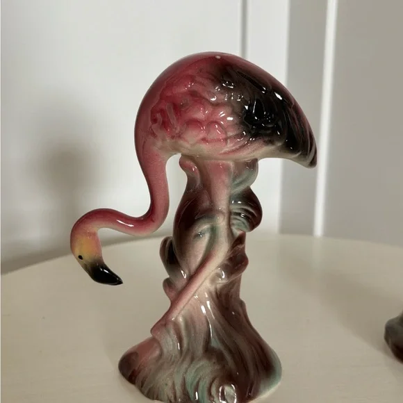 Vintage, mid-century Art Deco Style Pink Flamingo Ceramic Figurines. - Picture 7 of 8